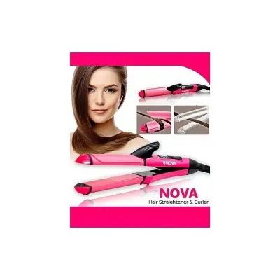 Picture of Nova Professional 2 In 1 Hair Curler & Straightener Large Size Model 1818(Multicolor)