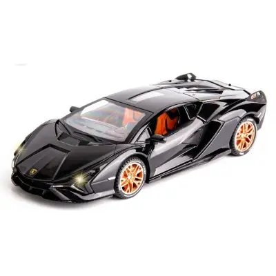 Picture of 1PC WAKAKAC Alloy Diecast Model Car Compatible for 1/24 Scale Lamborghini Sian FKP37 Collectible Toy Vehicle Pull Back with Light and Sound Toy Car for Boys Adults Girl Gift(Black)(Multicolor)