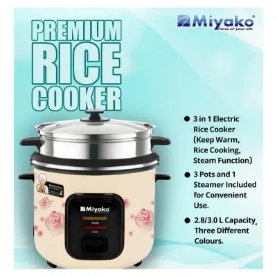 Picture of Miyako 2.8 Liters 3 In 1 Tripple Pot Rice Cooker ASL-3P-280YLD(Multicolor)