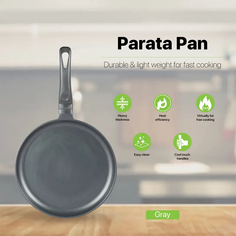 Picture of BD-KOR DOSA/ PARATHA PAN (28 CM) Non-Stick Premium Marble Coating(Gray)