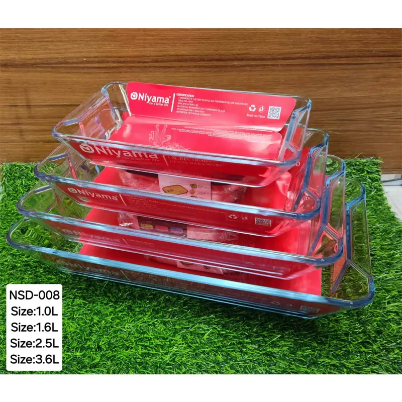Picture of 4 Pcs Tempered Glass Rectangular Shaped Serving Bowls Set NSD-008(Multicolor)