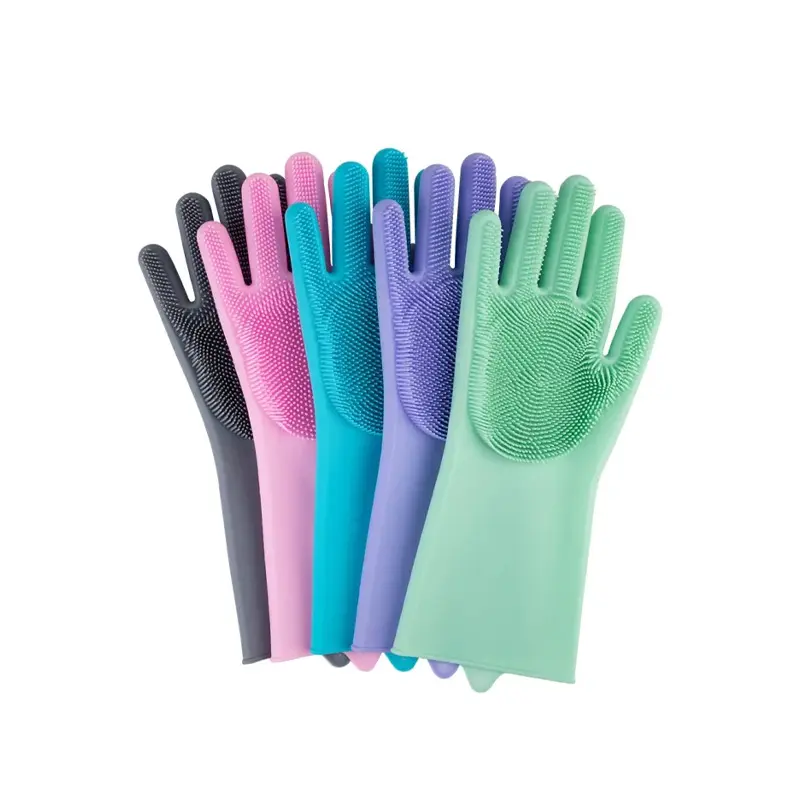 Picture of High Quality Silicone Dish Washing Kitchen Hand Gloves Multi color(Multicolor)