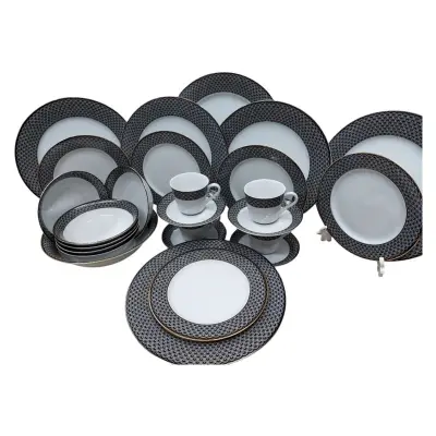 Picture of 32 pieces dinner set for gift and home decoration- 6 Dinner Plates, 6 Half Plates, 1 Rice Dish, 1 Curry serving bowl, 6 Soup Bowl, 6+6 coffee cup + saucer(Multicolor)