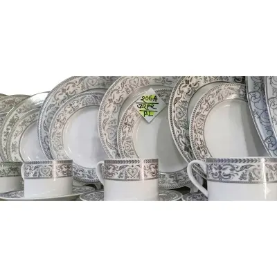 Picture of 32 pieces Ariane Brand dinner set for gift and home decoration- 6 Dinner Plates, 6 Half Plates, 1 Rice Dish, 1 Curry serving bowl, 6 Soup Bowl, 6+6 coffee cup + saucer(Multicolor206A)