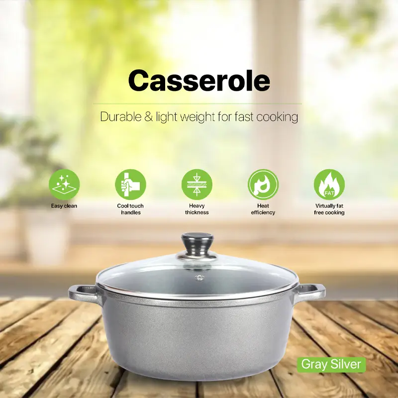 Picture of BD-KOR CASSEROLE (22 CM) Non-Stick Marble Coating with Glass Lid(Gray)