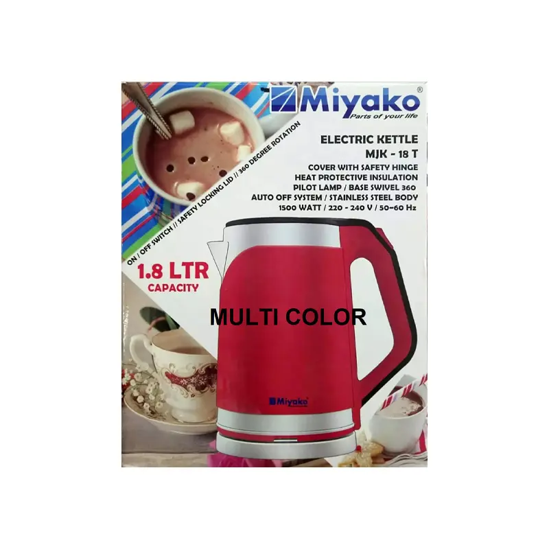 Picture of 1.8 Liter Miyako Electric Kettle Cordless Design Cool Touch Body(Multicolor-MJK18T)
