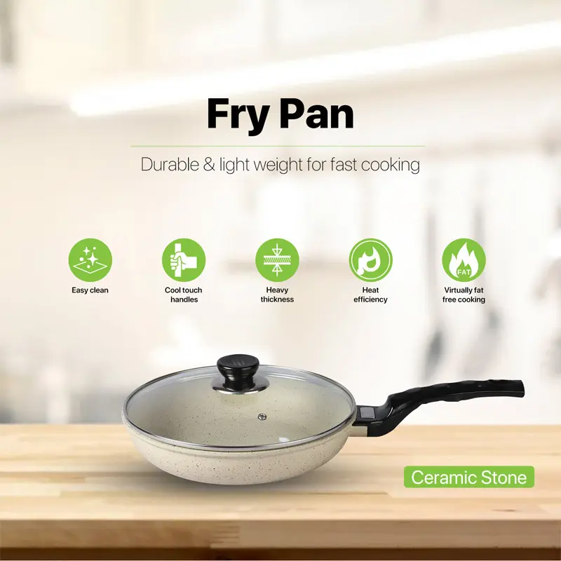 Picture of BD-KOR FRY PAN (18 CM) Non-Stick Premium Marble Coating with Glass Lid(Multicolor)