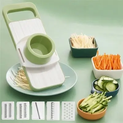 Picture of 5 In 1 Kitchen Vegetable Cutting Tools Vegetable Cutter Grater for Vegetables Slicers Shredders Multi Slicer Peeler Carrot Fruit(Multicolor)