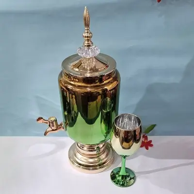 Picture of 7 Pcs Golden Glass Juice Dispenser & Glass Set2(Multicolor)