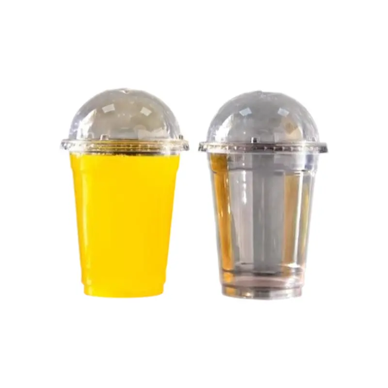 Picture of 500PCS One time Plastic Juice Glass OR Cake jar 350 Ml With Lid(Multicolor500PCS)