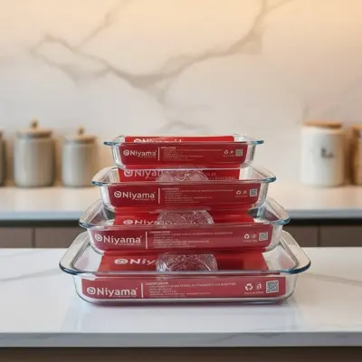 Picture of 4 Pcs Tempered Glass Rectangular Shaped Serving Bowls Set NSD-022(Multicolor)