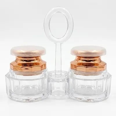 Picture of 1 Set Acrylic Salt and Pepper Shakers Set with Tray for Dining Table Used as Namak Dhani, Shaker, Sprinkler, Spices Dispenser for Home, Kitchen and Restaurant(Multicolor)