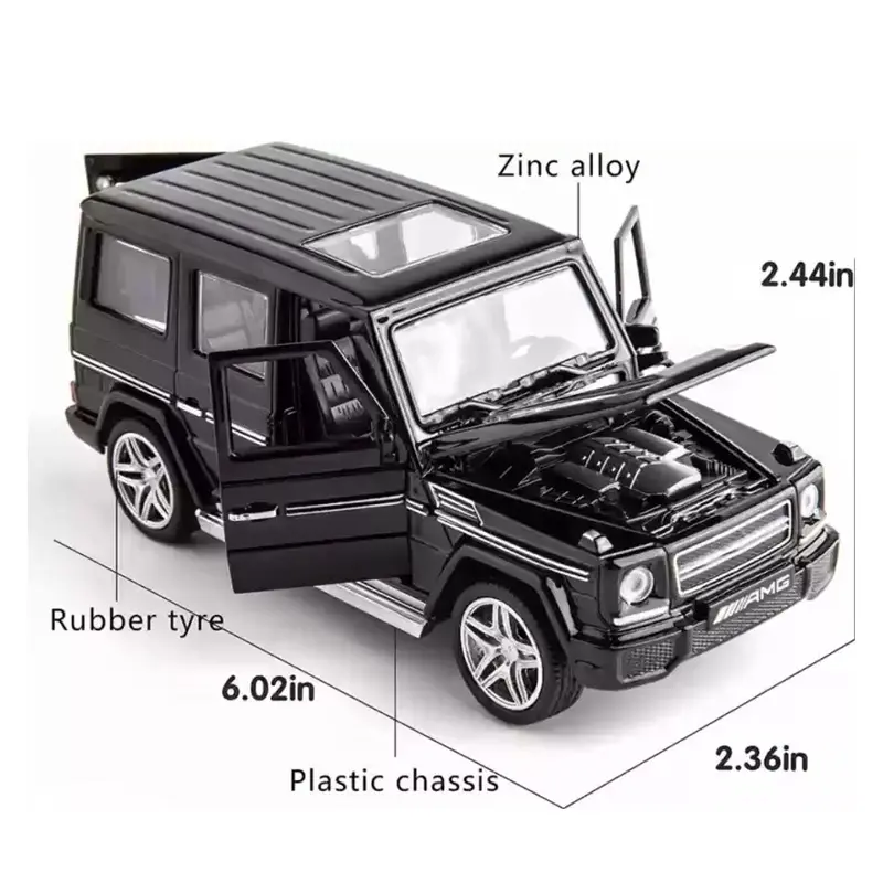 Picture of 1PC Diecast Metal Car 1: 32 Scale Mercedes Benz AMG G 55 63 Pull Back Alloy Car With Light And Sound Auto Model-Black(Multicolor)
