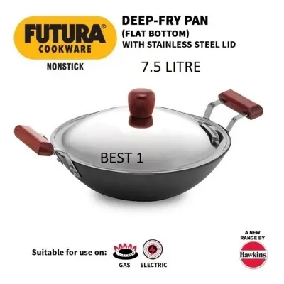 Picture of Futura Nonstick Deep-Fry Pan with Stainless Steel Lid(Black)
