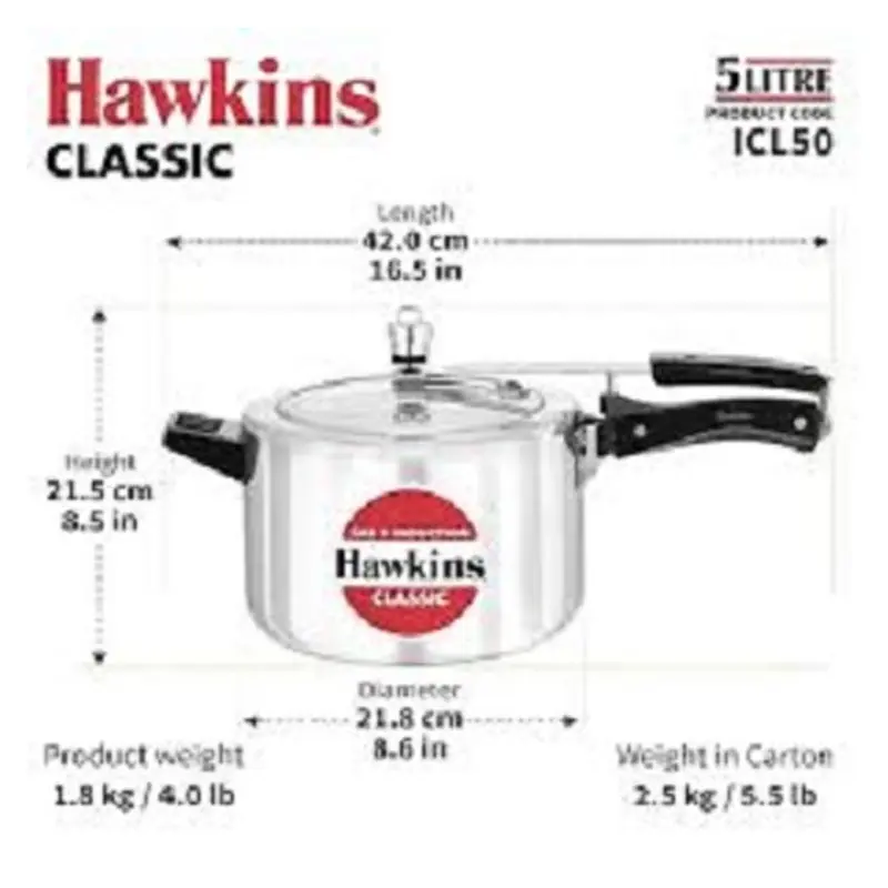 Picture of Hawkins IC Classic pressure cooker 5 Liter INDUCTION(Multicolor)