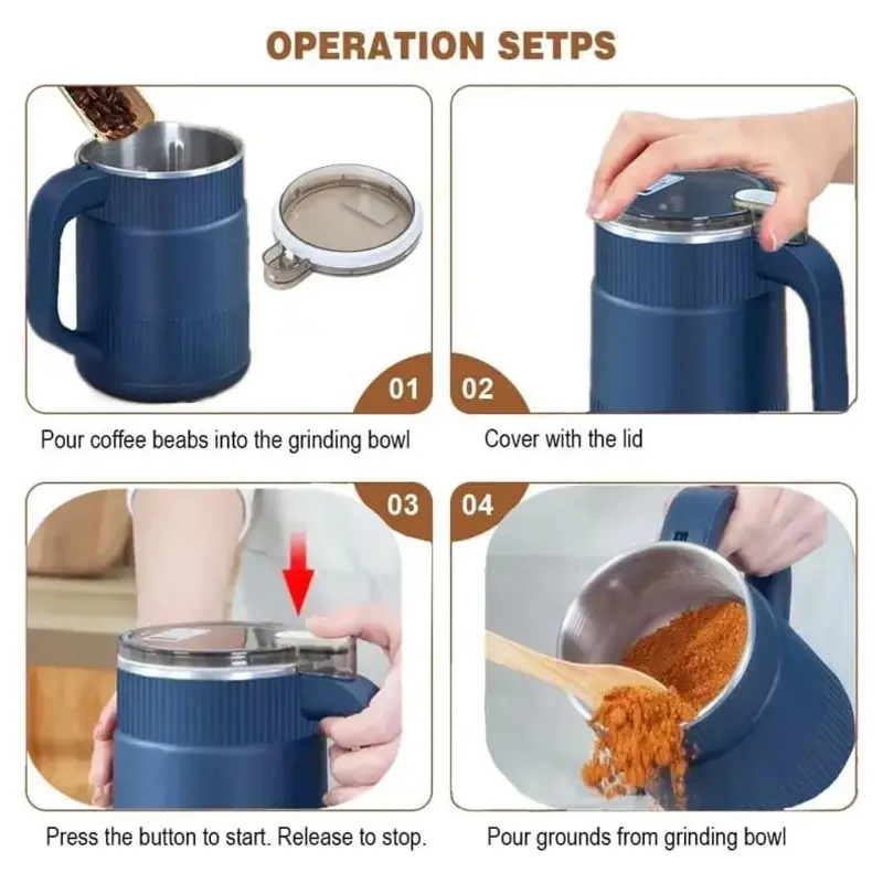 Picture of Household Small Powder Grinding Machine, Stainless Steel Electric Spice Grinder Fine Powder, Multifunctional Powder Grinder for Kitchen, Coffee Grinder Machine for Spices(Multicolor)