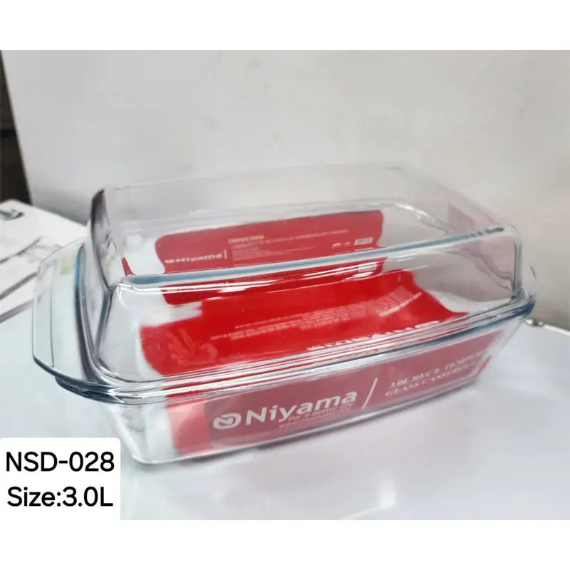 Picture of 1 Pc Tempered Glass Rectangular Shaped Casserole Set with Lid NSD-028(Multicolor)