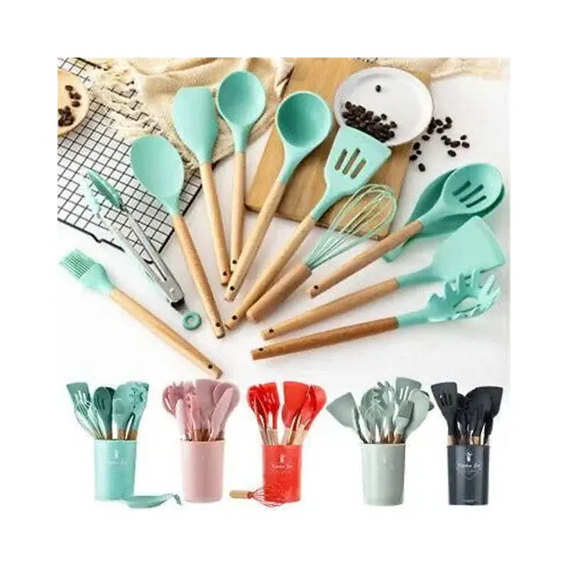 Picture of 12 pcs Silicone Spatula Sets Heat-Resistant Non-Stick Spatula with Iron Core for Baking(Multicolor)