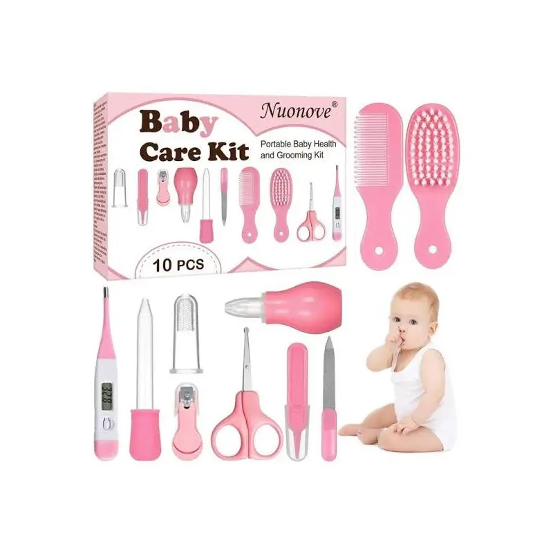 Picture of Baby Care Set, Baby Care Tools & Essentials 10 Piece Portable Baby Health Care Set Nail Care for Newborn(Pink)