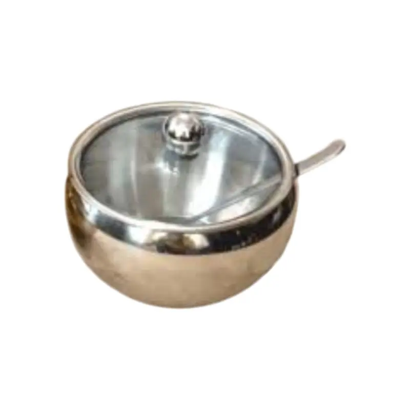 Picture of Stainless Steel Silver Apple Masala Box with glass lid(Multicolor)