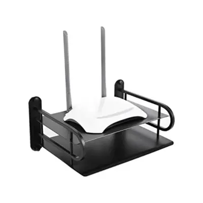 Picture of Metal Wifi Router Stand Shelf Double Layer Wall Mounted Shelf Home decorator(Black)