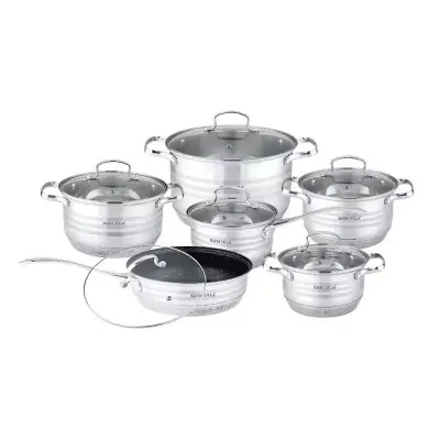 Picture of Kaisa Villa 12 Pcs Stainless Steel Cookware Set with Lid INDUCTION KV-83011(Multicolor)