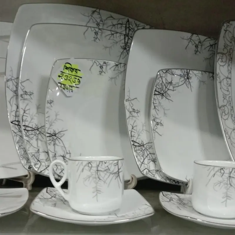 Picture of 32 pieces squire dinner set for gift and home decoration MODEL- 23239 - 6 Dinner Plates, 6 Half Plates, 1 Rice Dish, 1 Curry serving bowl, 6 Soup Bowl, 6+6 coffee cup + saucer(MulticolorROOT23239)