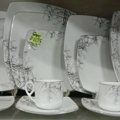 Picture of 32 pieces squire dinner set for gift and home decoration MODEL- 23239 - 6 Dinner Plates, 6 Half Plates, 1 Rice Dish, 1 Curry serving bowl, 6 Soup Bowl, 6+6 coffee cup + saucer(MulticolorROOT23239)