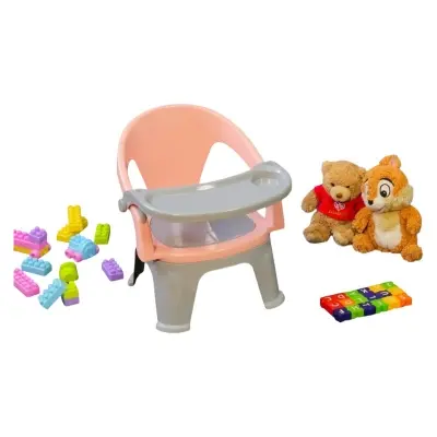 Picture of 1PC Baby Chair With Tray - Trendy and Comfortable Baby Plastic Feeding Chair(Multicolor)