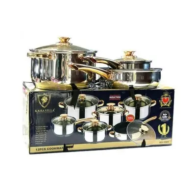 Picture of Kaisa Villa 12 Pcs Stainless Steel Cookware Set with Lid INDUCTION KV-1001(Multicolor)