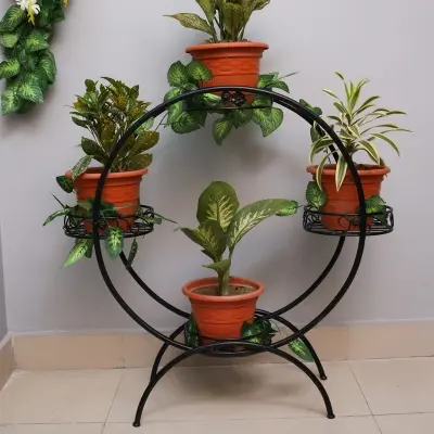 Picture of 1 PC Round 4 Tub Metal Grill Rack Hanging Planter Pot 30, 28, 8 Inches(Multicolor)