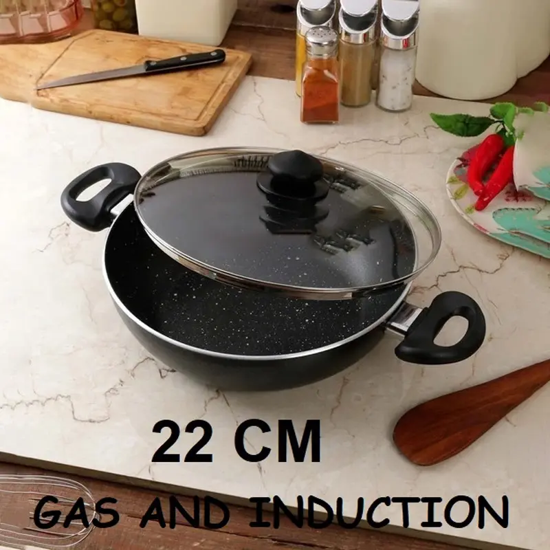 Picture of Prestiege INDUCTION Karai with Glass Cover 22 CM (MULTIPLE COLOR)(Black)