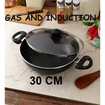 Picture of Prestiege INDUCTION Karai with Glass Cover 30 CM (MULTIPLE COLOR)(Black)