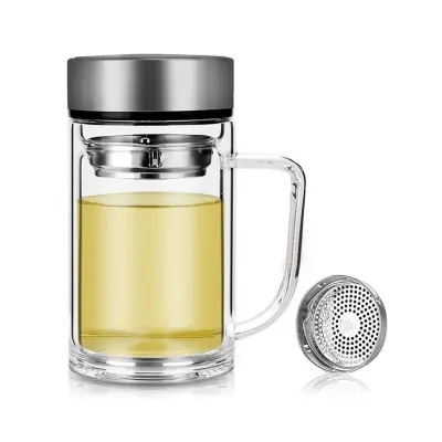 Picture of 1PC Double Wall Glass Green Tea Bottle(Multicolor)