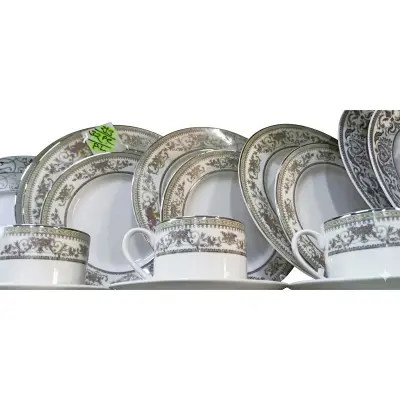 Picture of 32 pieces Ariane Brand dinner set for gift and home decoration- 6 Dinner Plates, 6 Half Plates, 1 Rice Dish, 1 Curry serving bowl, 6 Soup Bowl, 6+6 coffee cup + saucer(Multicolor213)