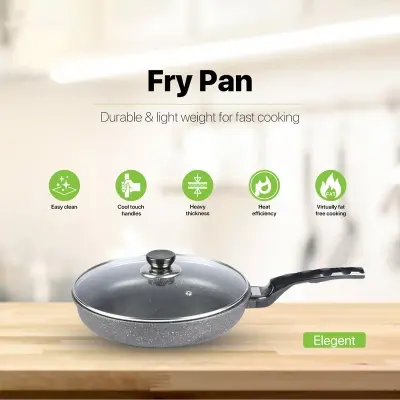 Picture of BD-KOR FRY PAN (26 CM) Non-Stick Premium Marble Coating with Glass Lid(Elegant)