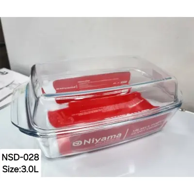 Picture of 1 Pc Tempered Glass Rectangular Shaped Casserole Set with Lid NSD-028(Multicolor)