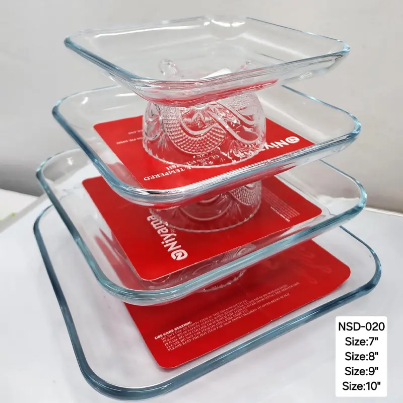 Picture of 4 Pcs Tempered Glass Square Shaped Serving Bowls Set NSD-020(Multicolor)