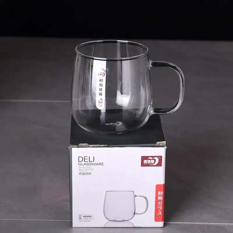 Picture of 1pcs 490ml high temperature borosilicate glass tea cup water cup(Multicolor)