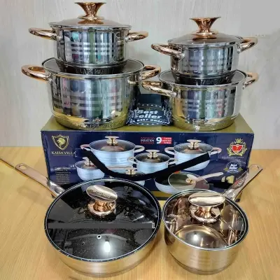 Picture of Kaisa Villa 12 Pcs Stainless Steel Cookware Set with Lid INDUCTION KV-6618(Multicolor)