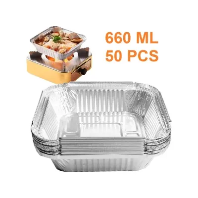 Picture of Aluminium Foil Container box 660ml 50 pcs(Multicolor)