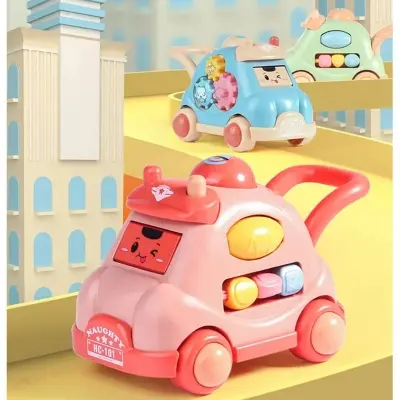 Picture of 1PC Creative Luminous Music Story Children Toy Car Machine Cartoon Polyhedral Trolley Coax Baby Crawling and Walking Toys(Multicolor)