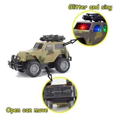 Picture of Army Jeep Toy for Kids - Friction Power Toy Jeep for Kids Boys & Girls, Car Toy with Light & Sound Army Jeep Toys for Boys Plastic, Multicolor(Multicolor)