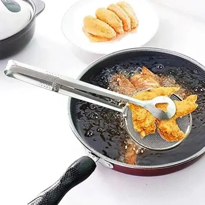 Picture of Kitchen Multi-purpose Filter Spoon Tongs Fried Food Strainer Clamp Colander Tool(Silver)