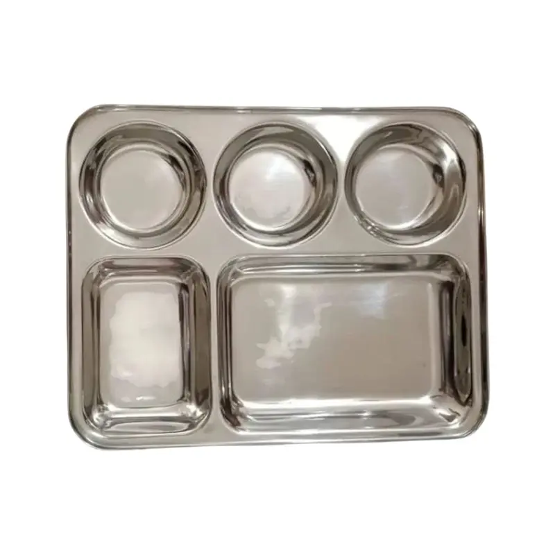 Picture of Stainless Steel Laser Partition Plate 5-in-1 for Breakfast, Lunch and Dinner 5 in 1(Multicolor)