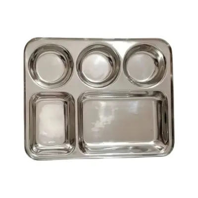Picture of Stainless Steel Laser Partition Plate 5-in-1 for Breakfast, Lunch and Dinner 5 in 1(Multicolor)
