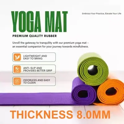 Picture of 1PC 8MM 30x72 Yoga Mat Eco Friendly Anti-Slip Exercise Good Quality MULTI-COLOR(Multicolor)