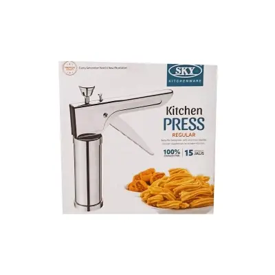 Picture of Stainless Steel Kitchen Press 15 Different Disc Grater Biscuit Cookies Indian Snacks Murukku Maker Farsan Sev Maker with Stainless Steel 15 Jalis(Multicolor)