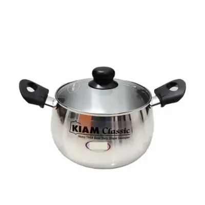 Picture of Kiam Aluminium Belly Shape Saucepan 32CM With Glass Lid(32CM)