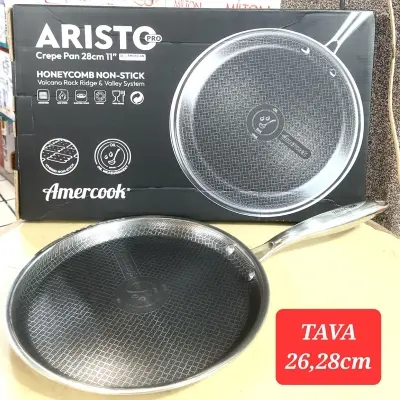 Picture of AMERCOOK USA tava kadhai tri-ply stainless steel honeycomb non-stick 26CM(Multicolor)